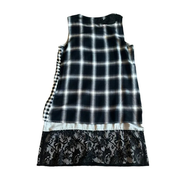 Desigual Sleeveless Dress Patch Plaid Lace Shift Fit Size 38 10 Women's US - Picture 6 of 9